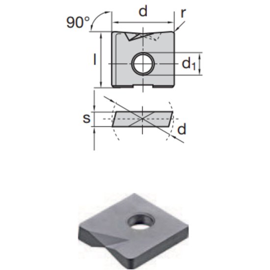 Picture of LMT Fette WPV 0500-N-2 PCD LDP05B Milling Insert Flat Bottom